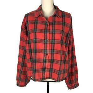 Chelsea and Violet Red Flannel Cropped Shirt NWT